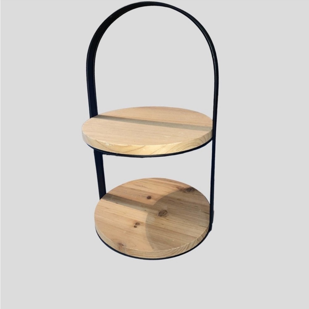 Two Tiered Wooden Tray Set of 2 - Picture 3 of 4